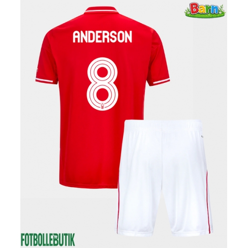 Nottingham Forest Elliot Anderson #8 Hemmaställ Barn 2025-26 Kortärmad (+ Korta byxor)